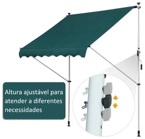 Toldo Portátil Ajustável com Manivela - 200x150cm - Verde