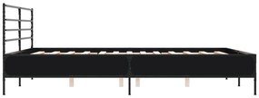 Estrutura de cama 200x200 cm derivados de madeira/metal preto