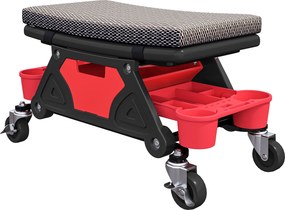 Banco de oficina móvel com capacidade para 135 kg, banco de mecânico com rodas e rotação de 360°, 64,5 x 33 x 35 cm, preto