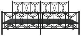 Estrutura de cama com cabeceira e pés 193x203 cm metal preto