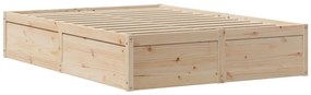 Estrutura cama c/ cabeceira 140x190 cm pinho maciço