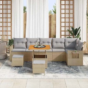 vidaXL Conjunto de Sofá de Jardim 9 pcs Bege Rattan Sintético