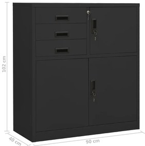 Armário de escritório 90x40x102 cm aço antracite