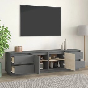 Móvel de TV 176x37x47,5 cm madeira de pinho maciça cinzento