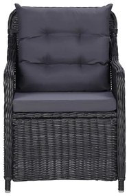 3 pcs conjunto de jantar para jardim preto