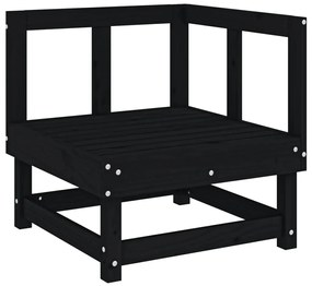 3 pcs conjunto lounge de jardim madeira de pinho maciça preto