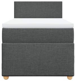 Cama box spring com colchão solteiro tecido cinzento-escuro
