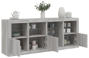 vidaXL Aparador com luzes LED 164x37x67 cm cinzento sonoma