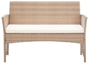 4 pcs conjunto lounge jardim c/ almofadões vime PE bege