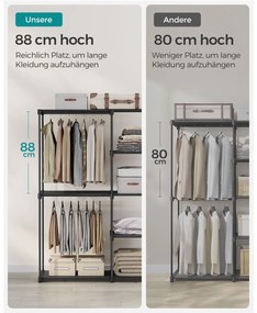 Guarda Roupa aberto com varões para roupa 43 x 124 x 182 cm Preto