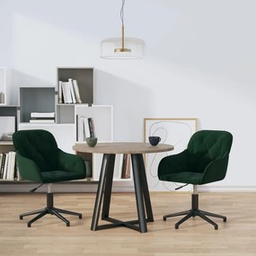 vidaXL Cadeiras de jantar giratorias 2 pcs veludo verde-escuro