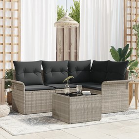 Conjunto de Sofá de Jardim vidaXL de 5 Peças com Almofadas Cinzento Ra