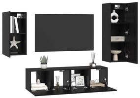 Conjunto de Estante para TV com prateleira 4 pcs Carvalho Preto