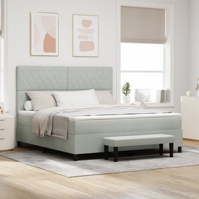 vidaXL Cama Box Spring com Colchão e Banco Cinza Claro 180x200 cm Veludo
