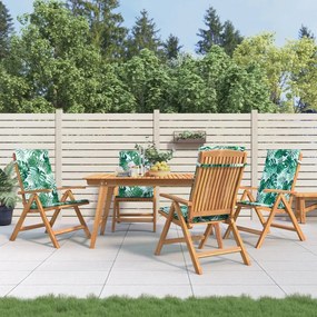 vidaXL Cadeiras de jardim reclináveis c/ almofadões 4 pcs teca maciça