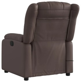 Poltrona de massagens reclinável couro artificial castanho