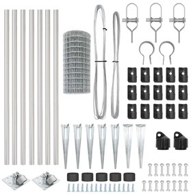 Cerca Euro com 7 postes em espeto, 0,8x10 m em aço galvanizado