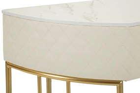 Consola de Entrada Sharon - Madeira e MDF Branco com Detalhes Dourados