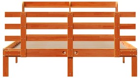 Estrutura cama c/ cabeceira 160x200cm pinho maciço castanho-mel