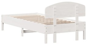 Estrutura de cama com cabeceira 90x200 cm pinho maciço branco