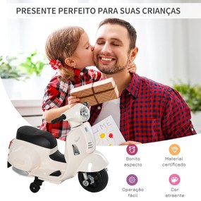 HOMCOM Mota Elétrica Vespa para Crianças de 18-36 Meses com Farol Buzi