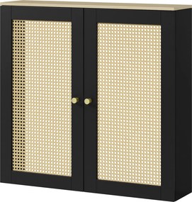 HOMCOM Cobertura para Radiador com 2 Portas em Rotim para Sala de Estar e Quarto 78x19x75 cm Preta | Aosom Portugal