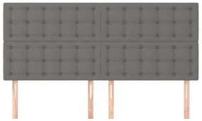 Cabeceira de cama 4 pcs tecido 100x5x78/88 cm cinzento-escuro