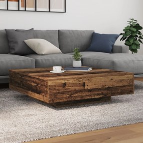 Mesa de Centro vidaXL com Luzes LED Madeira Antiga 100x100x31 cm