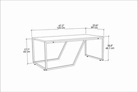 Mesa de Café Wendy - Branco e Dourado - 120x60x48cm