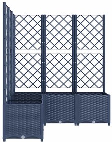 Vaso/floreira jardim c/ treliça 120x120x136 cm PP cinzento azul
