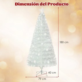 Árvore de Natal artificial de fibra ótica de 180 cm branca pré-iluminada com 230 pontas de ramos Luz das estrelas 36 luzes Branca