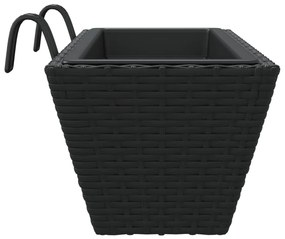 Canteiros com ganchos 2 pcs vime PE preto