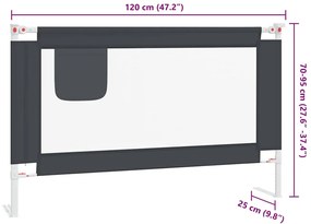 Barra segurança p/ cama infantil tecido 120x25 cm cinza-escuro