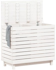 Cesto de roupa suja 88,5x44x76 cm pinho maciço branco