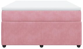 Cama com molas/colchão 160x200 cm veludo rosa