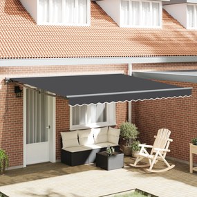 vidaXL Toldo Retrátil Manual Laranja e Branco 350x250 cm