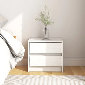 vidaXL Mesa de cabeceira 40x30,5x35,5 cm pinho maciço branco