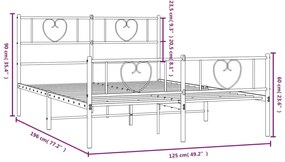 Estrutura de cama com cabeceira e pés 120x190 cm metal branco