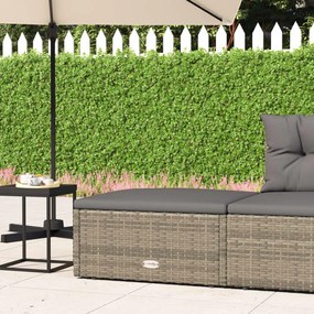 vidaXL Apoio de pés para jardim com almofadão vime PE cinzento
