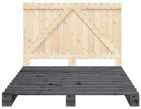 Estrutura de cama com cabeceira 160x200cm pinho maciço cinzento