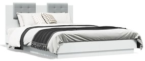 3210010 vidaXL Estrutura de cama com cabeceira e luzes LED 140x200 cm branco