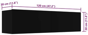 Móvel de TV 120x30x30 cm derivados de madeira preto