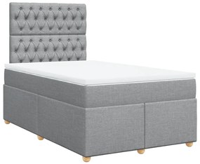 Cama com molas/colchão 120x200 cm tecido cinza-claro