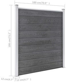 Painel de vedação para jardim 699x186 cm WPC cinzento