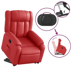 Poltrona reclinável elevatória couro artificial vermelho