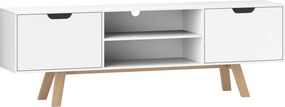 HOMCOM Móvel para TV com gavetas e prateleiras abertas, MDF, 150 x 39 x 50 cm, Branco | Aosom Portugal