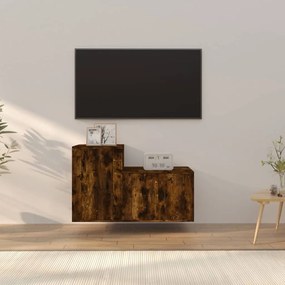 vidaXL Conjunto móveis de TV 2pcs madeira processada carvalho fumado