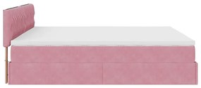 Cama otomana com colchão &amp; LEDs 180x200cm veludo rosa
