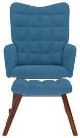 Cadeira de baloiço com banco veludo azul