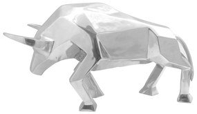 Escultura de Touro vidaXL Prateada 74x23x39 cm Alumínio